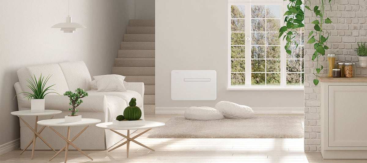 Wall-mounted monobloc air conditioner without an outdoor unit in a UK home