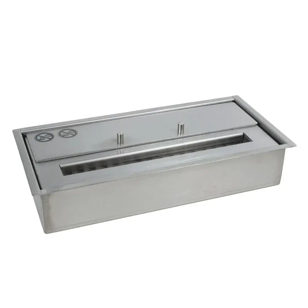 Deluxe Bio Burner in stainless steel with manual operation and a sleek design for indoor use.