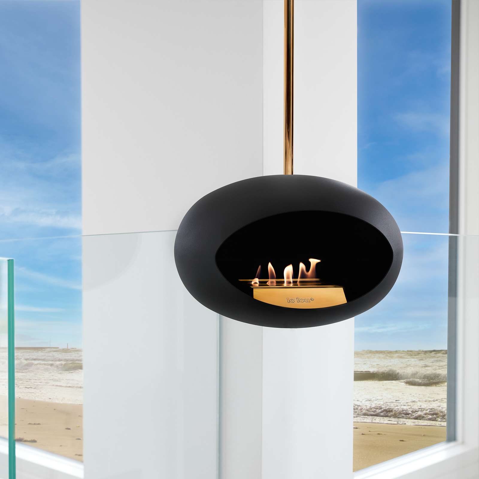 Hanging Bioethanol Fireplace Le Feu Dome Sky - Black