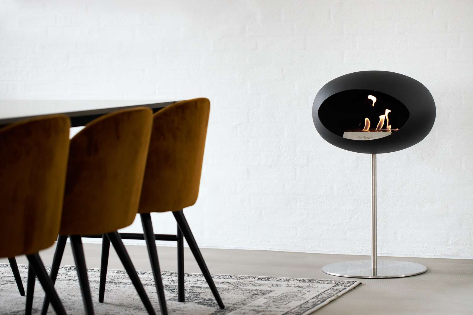 Freestanding Bioethanol Fireplace Le Feu Dome Ground Low Steel - Black