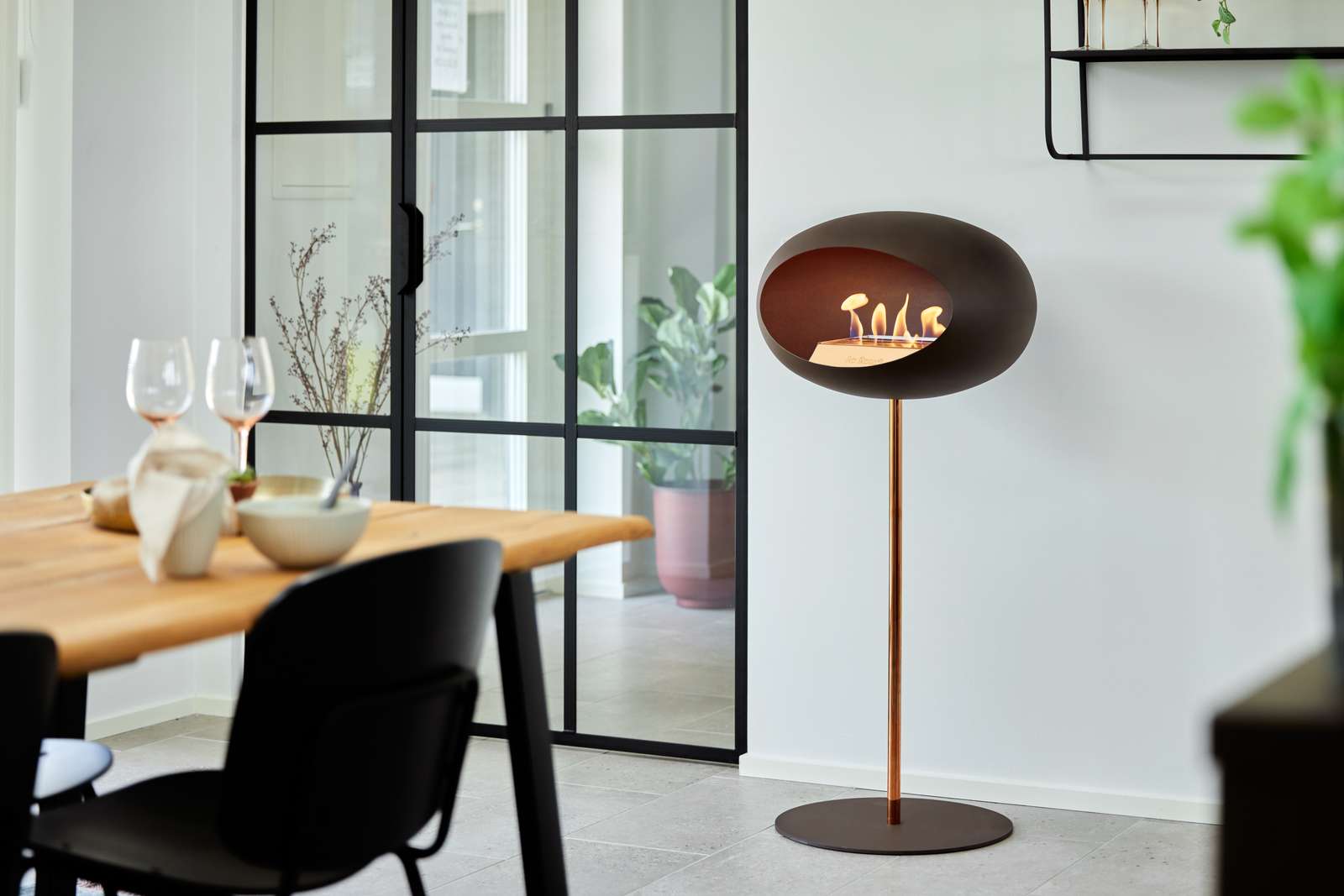 Freestanding Bioethanol Fireplace Le Feu Dome Ground High Steel - Mocca