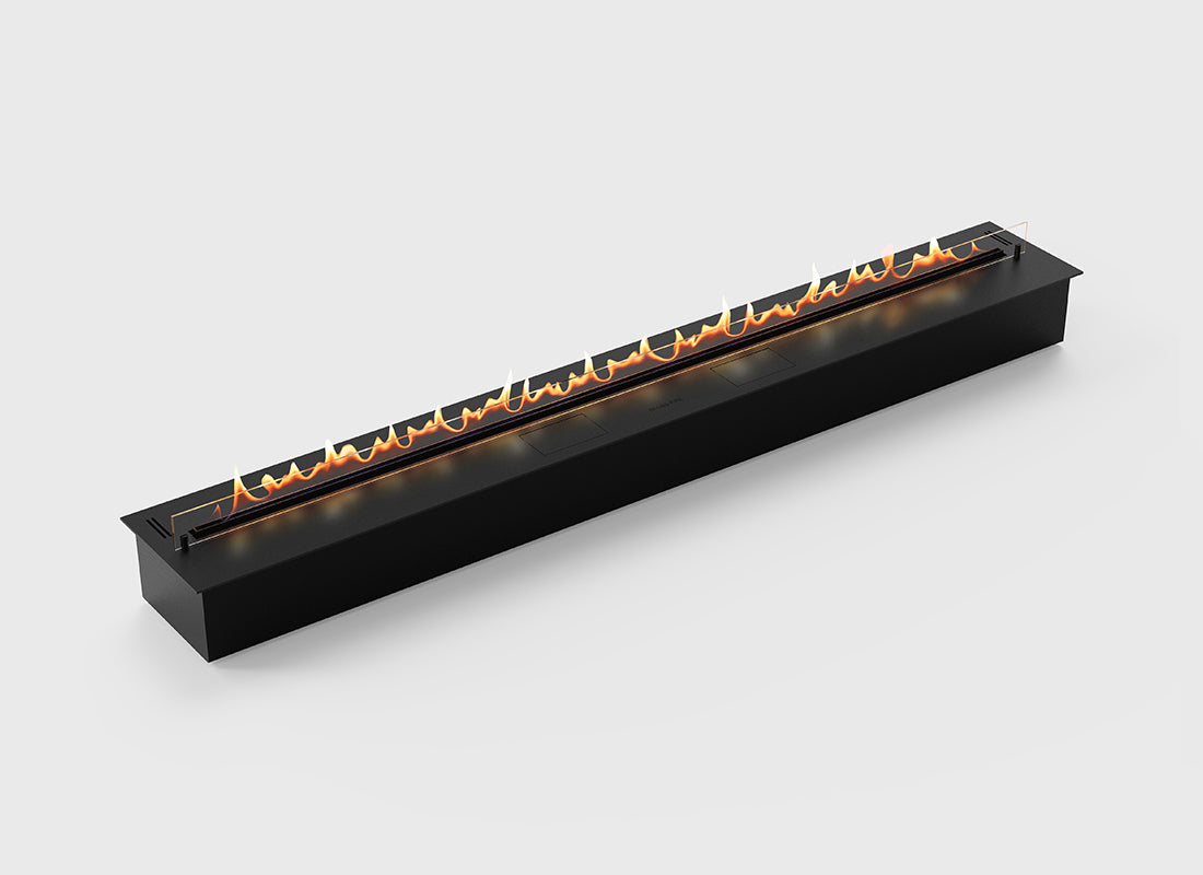 Automatic bioethanol fireplace DALEX 3000 with elegant flame design and remote control features.