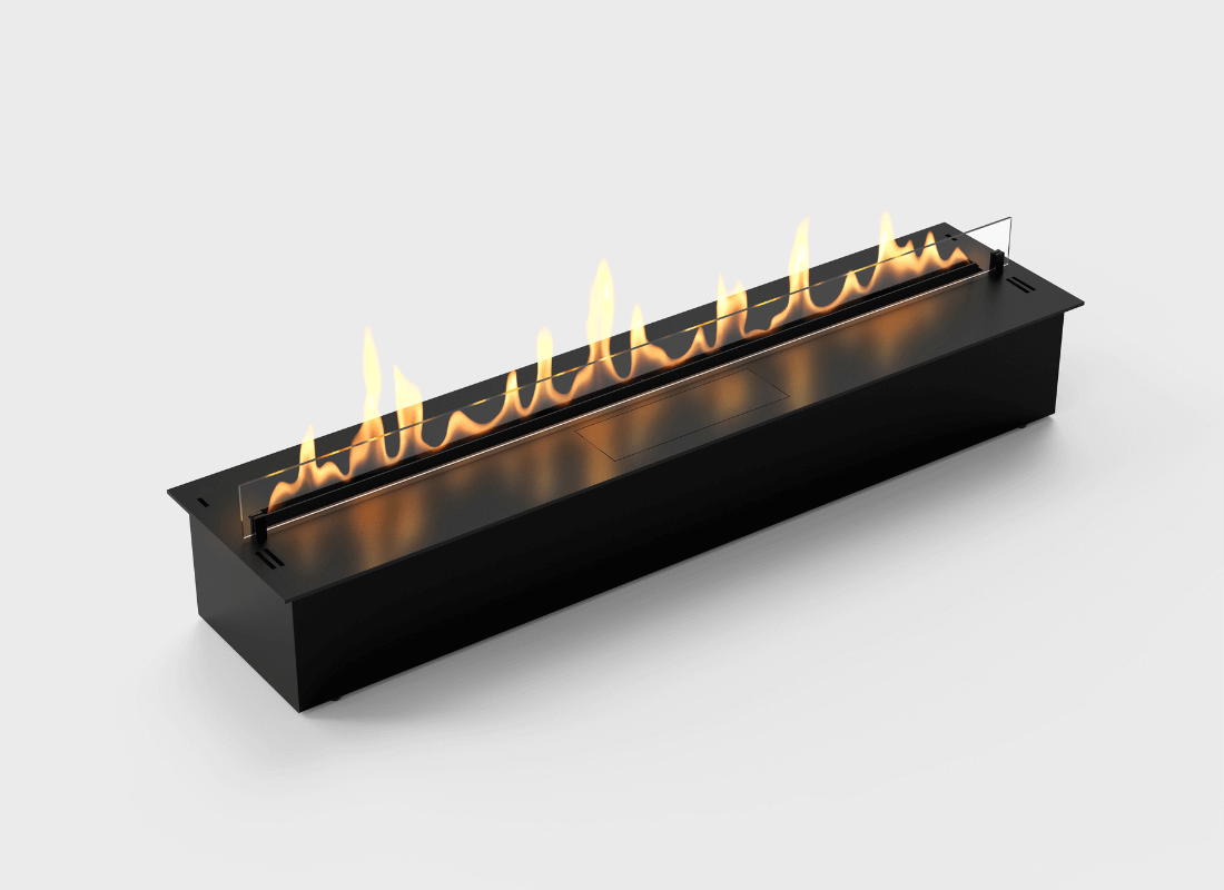 Automatic bioethanol fireplace DALEX Touch 1000 with vibrant flames and sleek design for modern interiors.