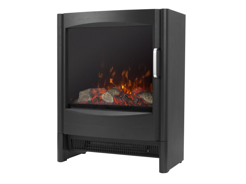 Sureflame Keston Electric Stove in Black with Angled Stove Pipe