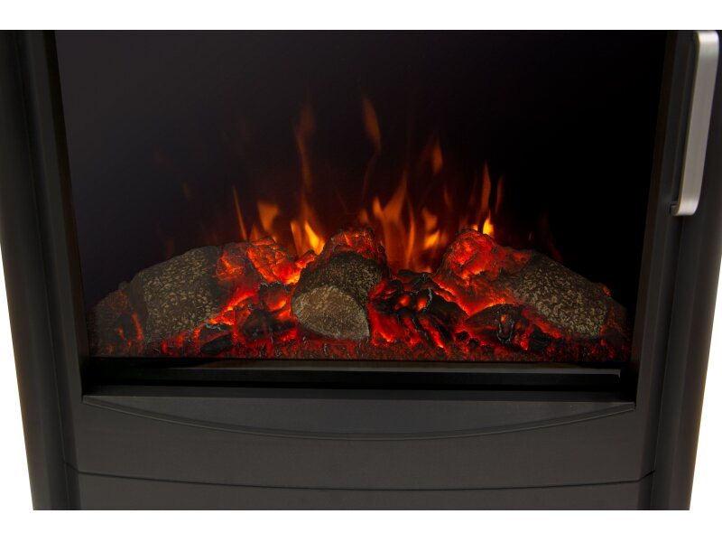 Sureflame Keston Electric Stove in Black with Angled Stove Pipe