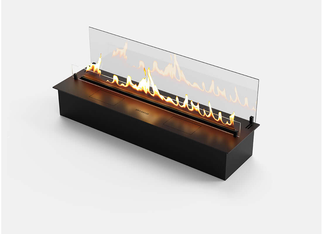 Automatic bioethanol fireplace DALEX С2-250 Black with protective glass and intelligent control system.