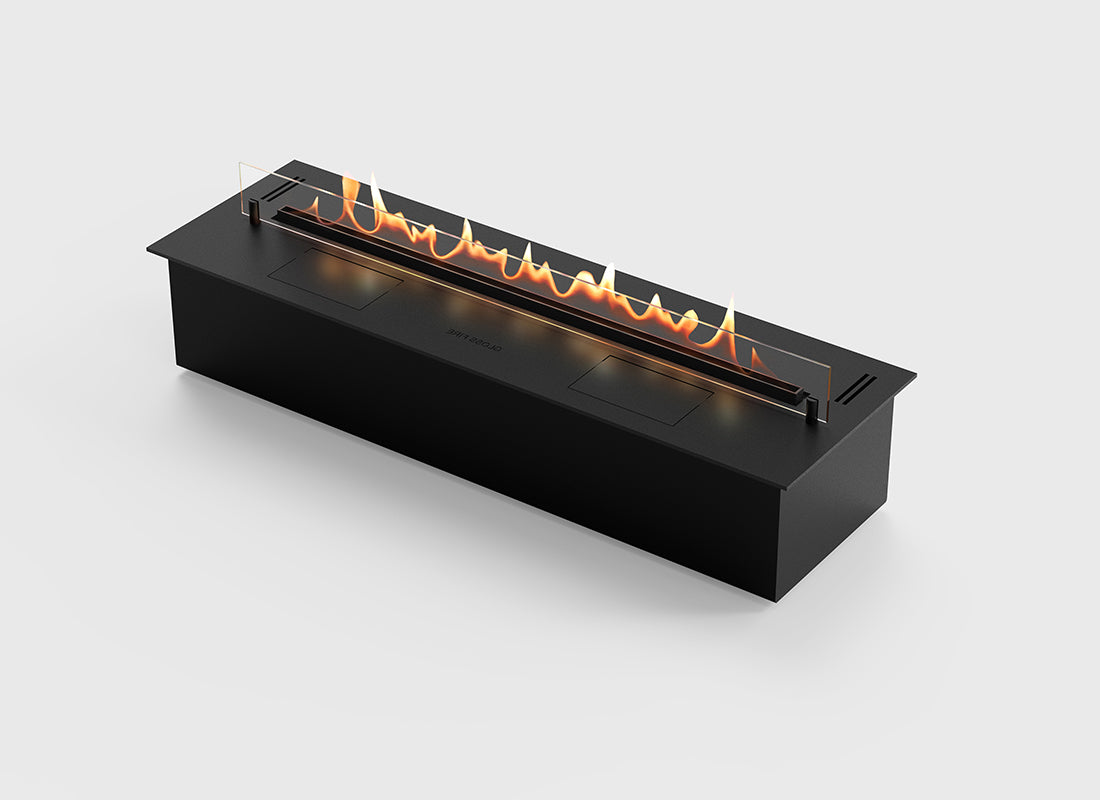 Automatic bioethanol fireplace DALEX 900 with electronic control and flame display.