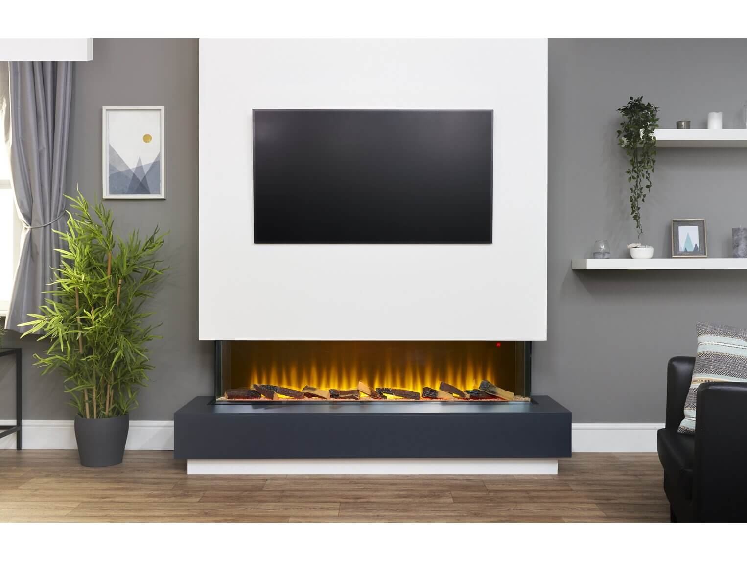 Adam Sahara Panoramic Media Wall Electric Fire, 61 Inch