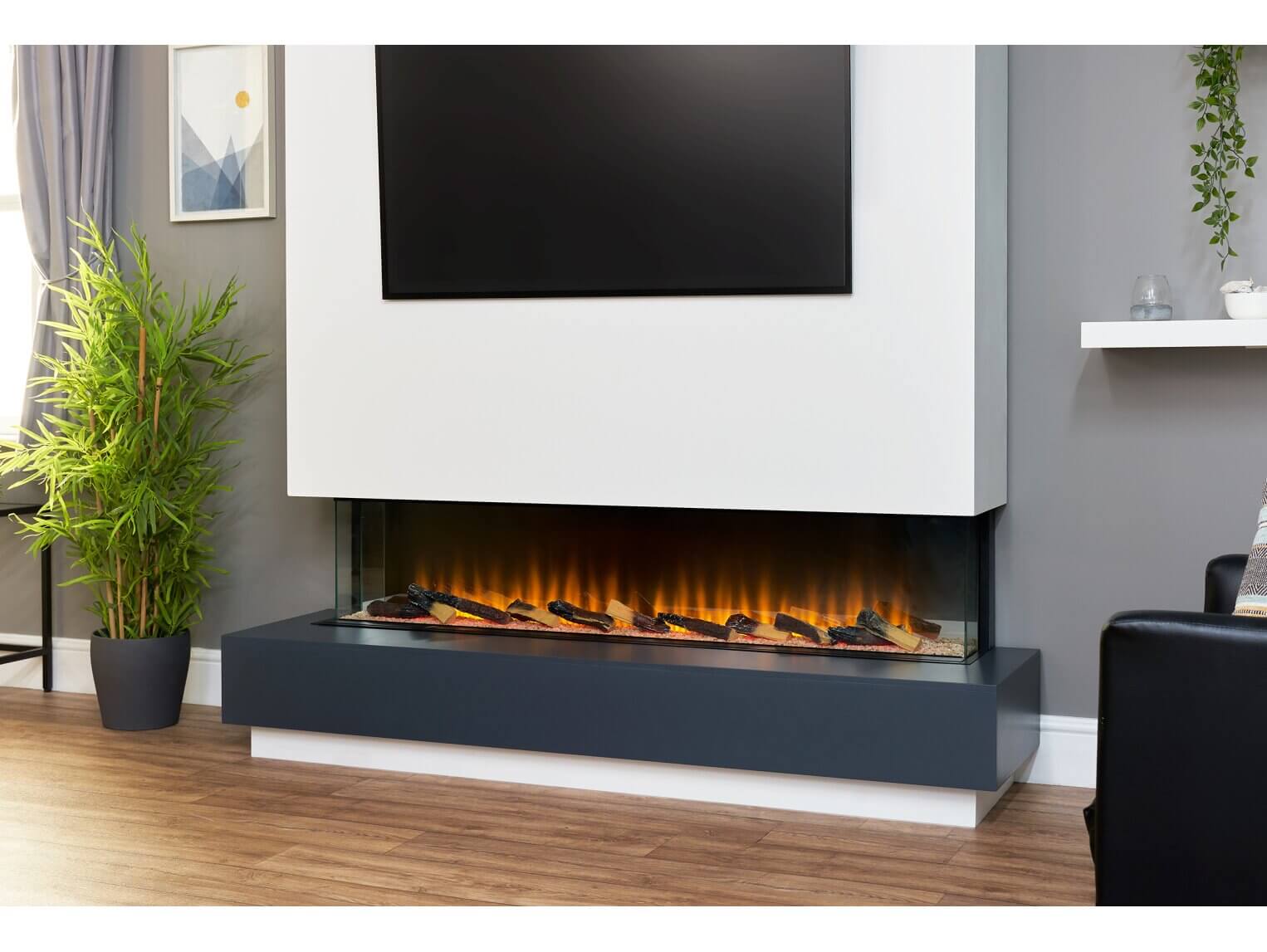 Adam Sahara Panoramic Media Wall Electric Fire, 61 Inch