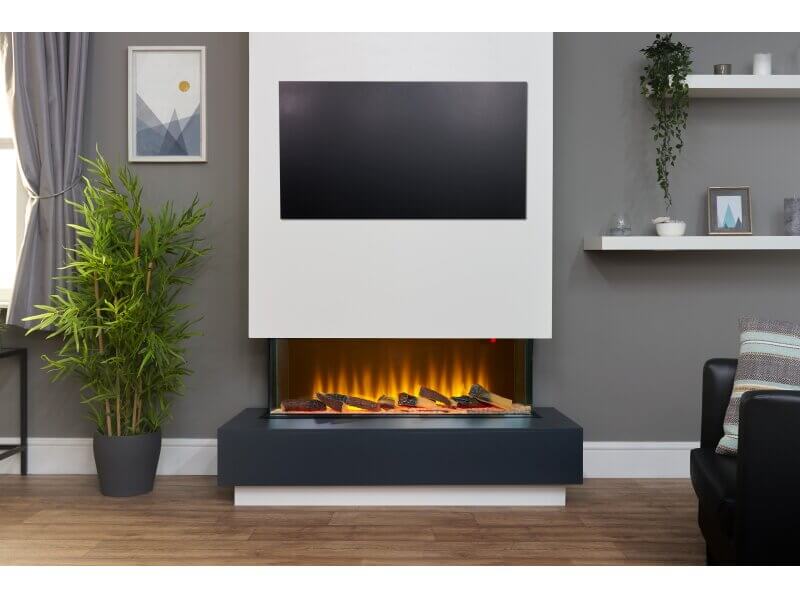 Adam Sahara Media Wall Electric Fire FULLY INSET 42 Inch with side panels