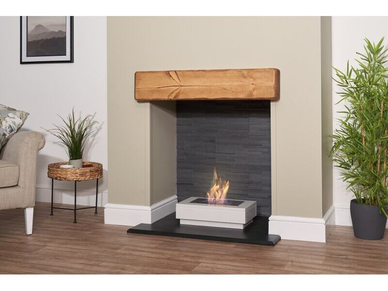 Acantha Altea White Marble Freestanding Bio Ethanol Fire, 3 Litre Capacity