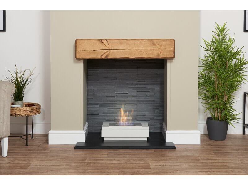 Acantha Altea White Marble Freestanding Bio Ethanol Fire, 3 Litre Capacity