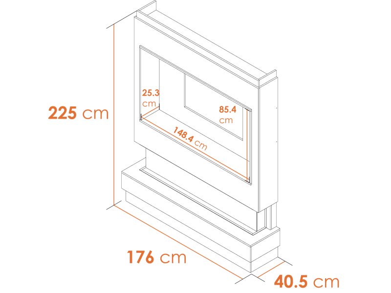 Acantha Matrix Pre-Built White & Concrete Effect Panoramic Media Wall with TV Recess