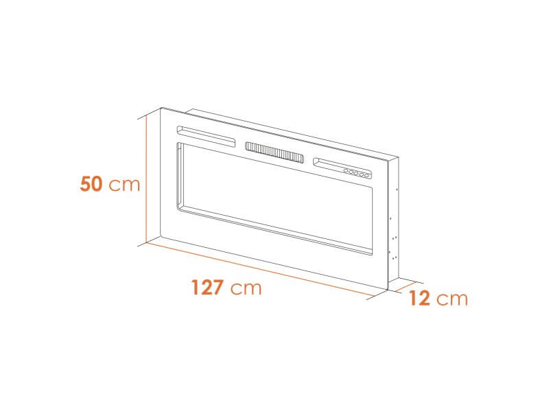 Adam Orlando Inset / Wall Mounted Electric Fire, 50 Inch