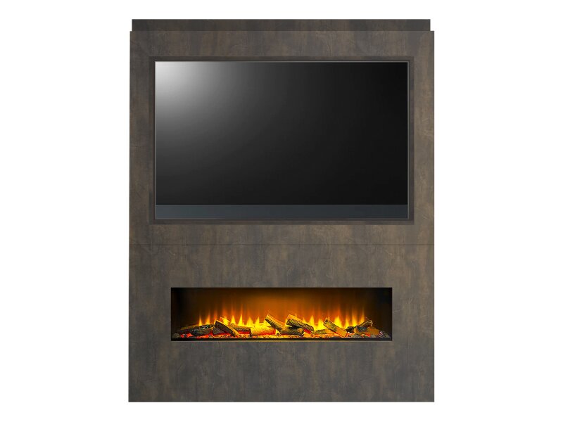 Acantha Nexus Pre-Built Bronze Venetian Plaster Effect Fully Inset Media Wall with TV Recess
