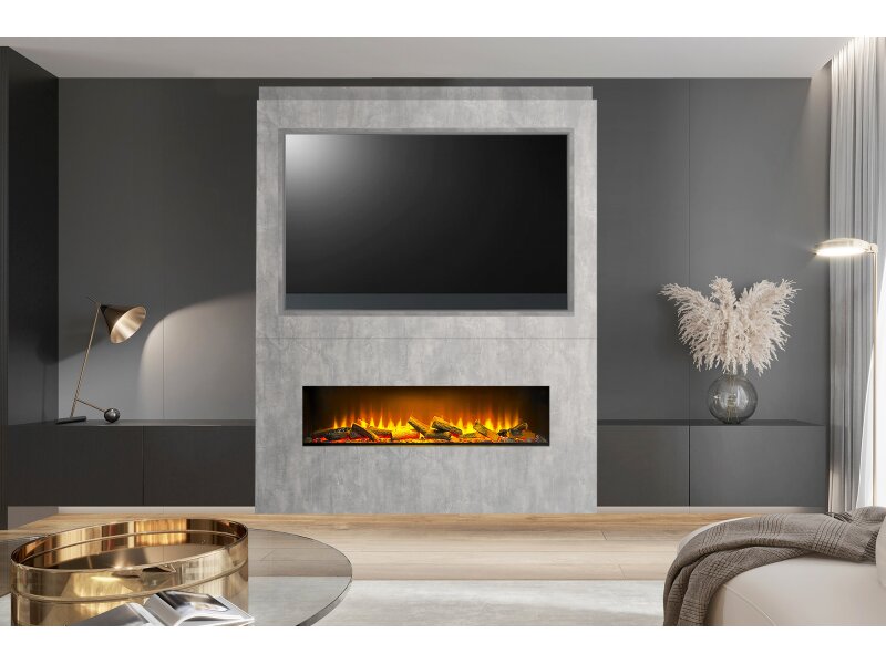 Acantha Nexus Pre-Built Concrete Effect Fully Inset Media Wall with TV Recess