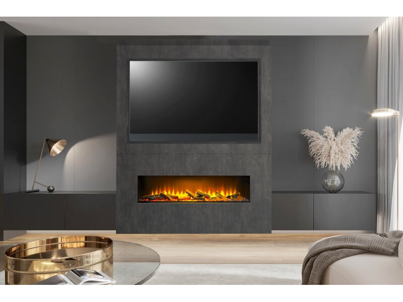 Acantha Nexus Pre-Built Slate Venetian Plaster Effect Fully Inset Media Wall with TV Recess