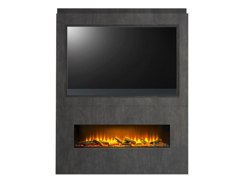 Acantha Nexus Pre-Built Slate Venetian Plaster Effect Fully Inset Media Wall with TV Recess