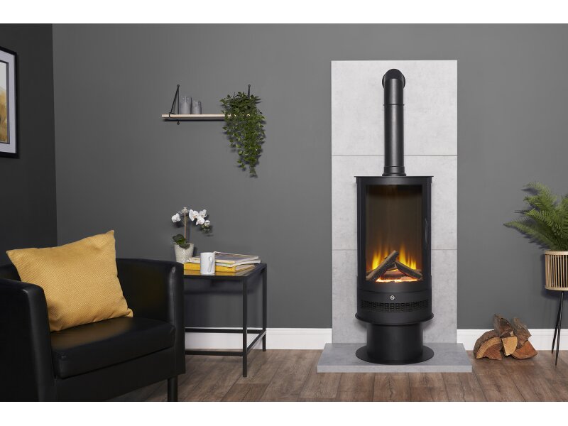 Acantha Orbit Cylinder Electric Stove with Remote in Black