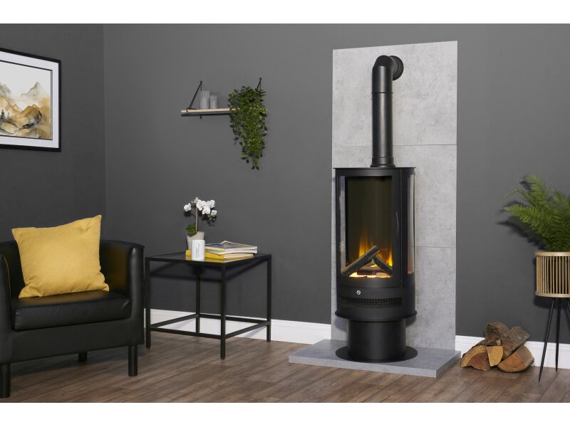Acantha Orbit Cylinder Electric Stove with Remote in Black