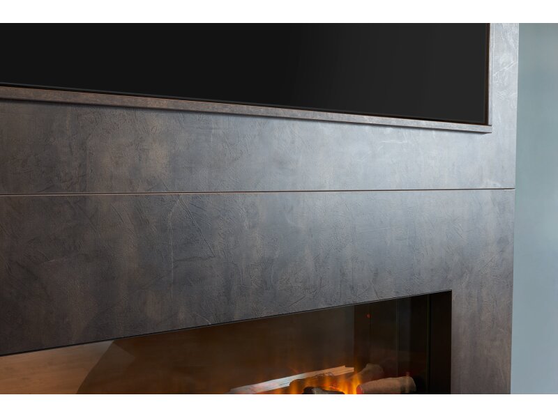 Acantha Nexus Pre-Built Bronze Venetian Plaster Effect Fully Inset Media Wall with TV Recess