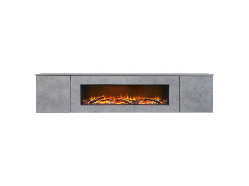 Acantha Orion Electric Floating Media Wall Suite in Concrete Effect, 100 Inch