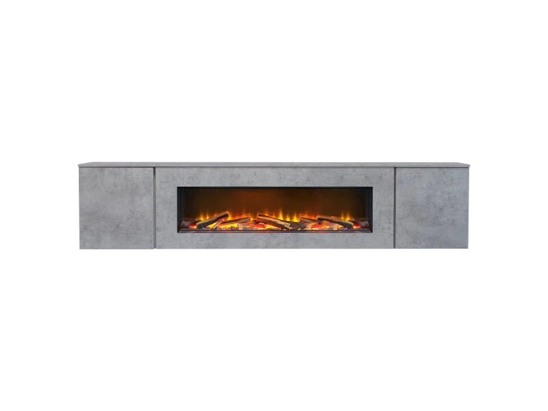 Acantha Orion Electric Floating Media Wall Suite in Concrete Effect, 91 Inch