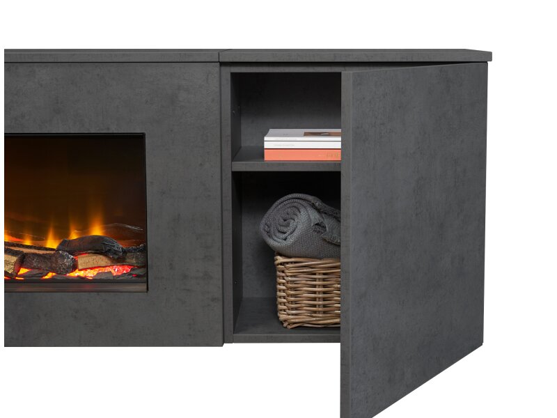 Acantha Orion Electric Floating Media Wall Suite in Slate Effect, 91 Inch