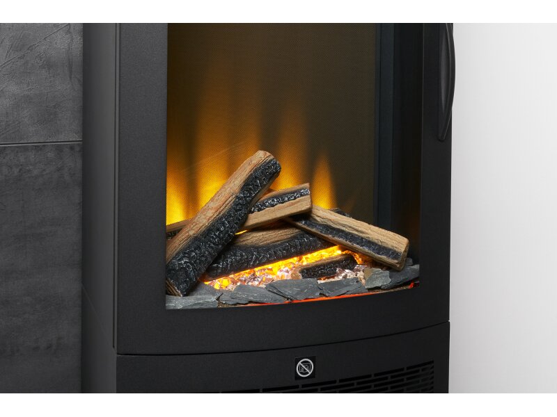 Acantha Horizon Electric Stove with Log Storage in Black