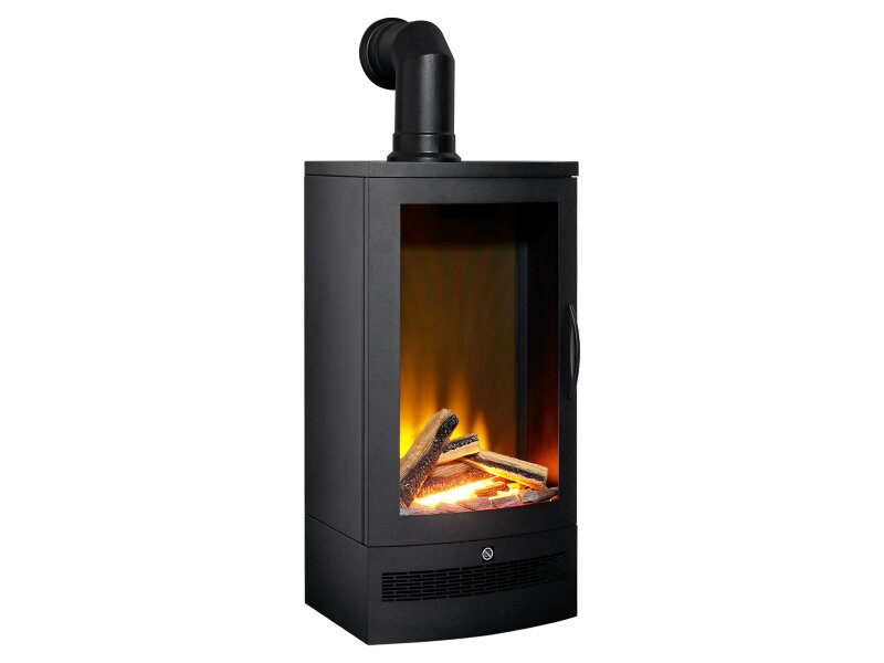 Acantha Horizon Electric Stove with Angled Stove Pipe in Black