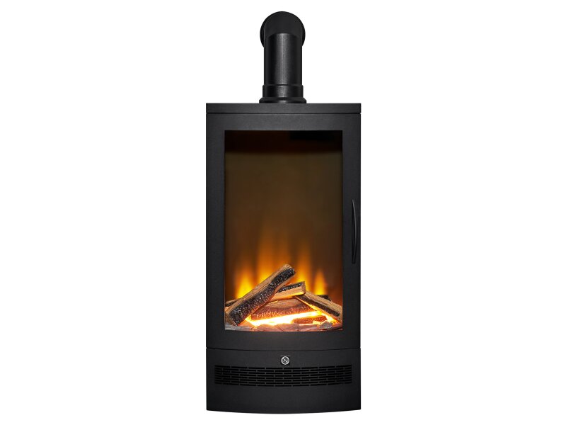 Acantha Horizon Electric Stove with Angled Stove Pipe in Black