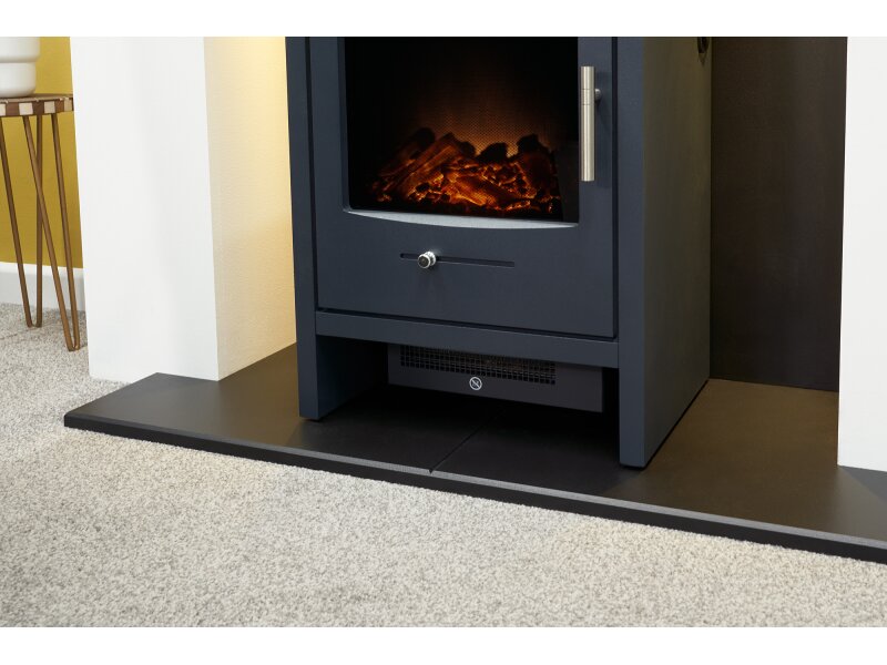 Acantha Pre-Built Stove Media Wall 1 with Bergen Electric Stove in Charcoal Grey
