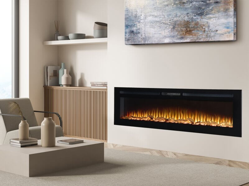 Adam Orlando Inset / Wall Mounted Electric Fire, 72 Inch