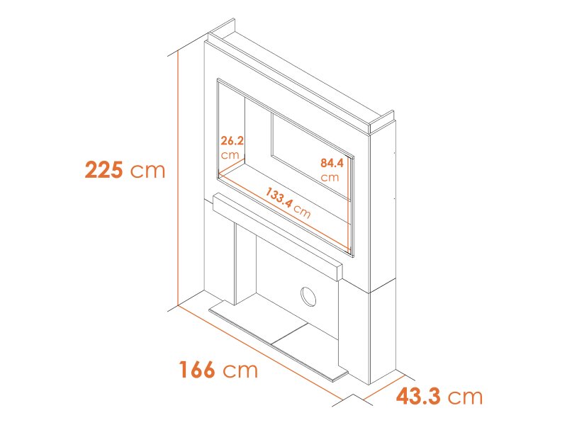 Acantha Pre-Built Stove Media Wall 2 with Austin Electric Stove in Black