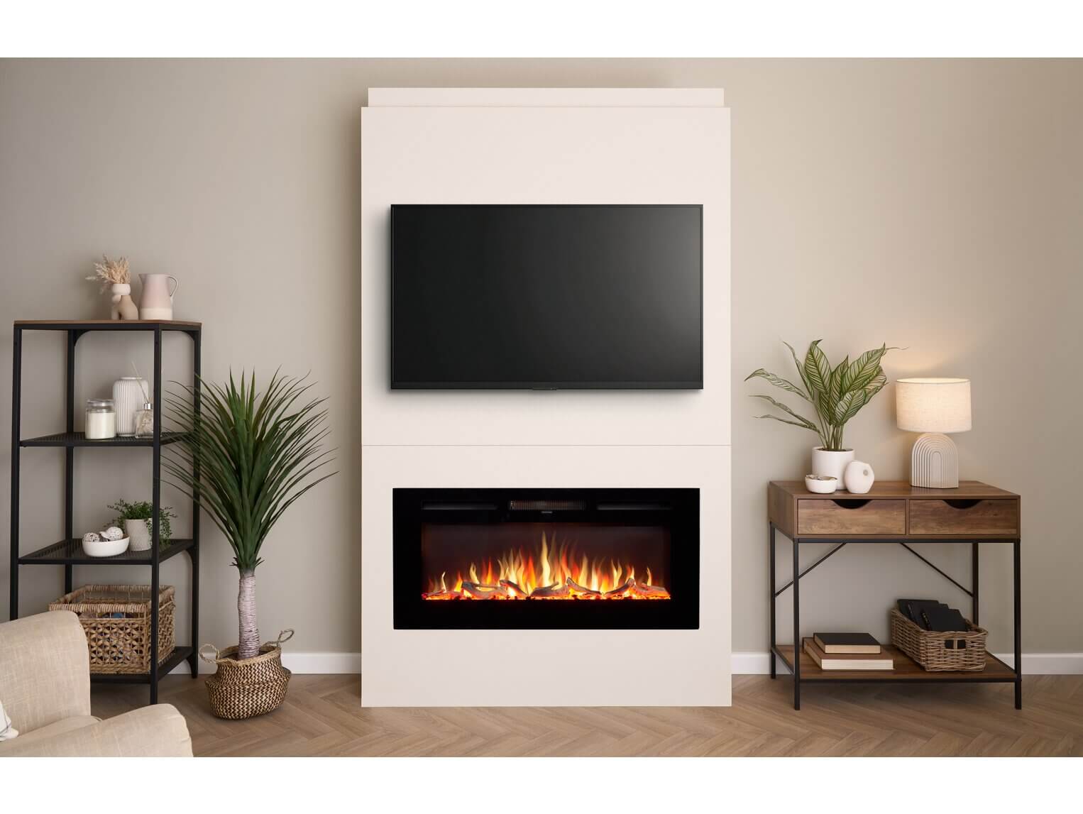 Adam Sahara Fully Inset Media Wall Electric Fire, 51 Inch