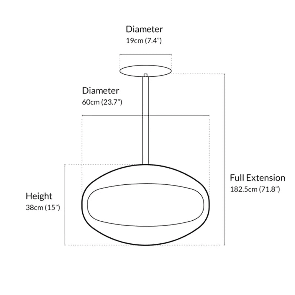 Dimensions of Cocoon Aeris - Matte Black Bioethanol Fireplace, showcasing height and diameter details.