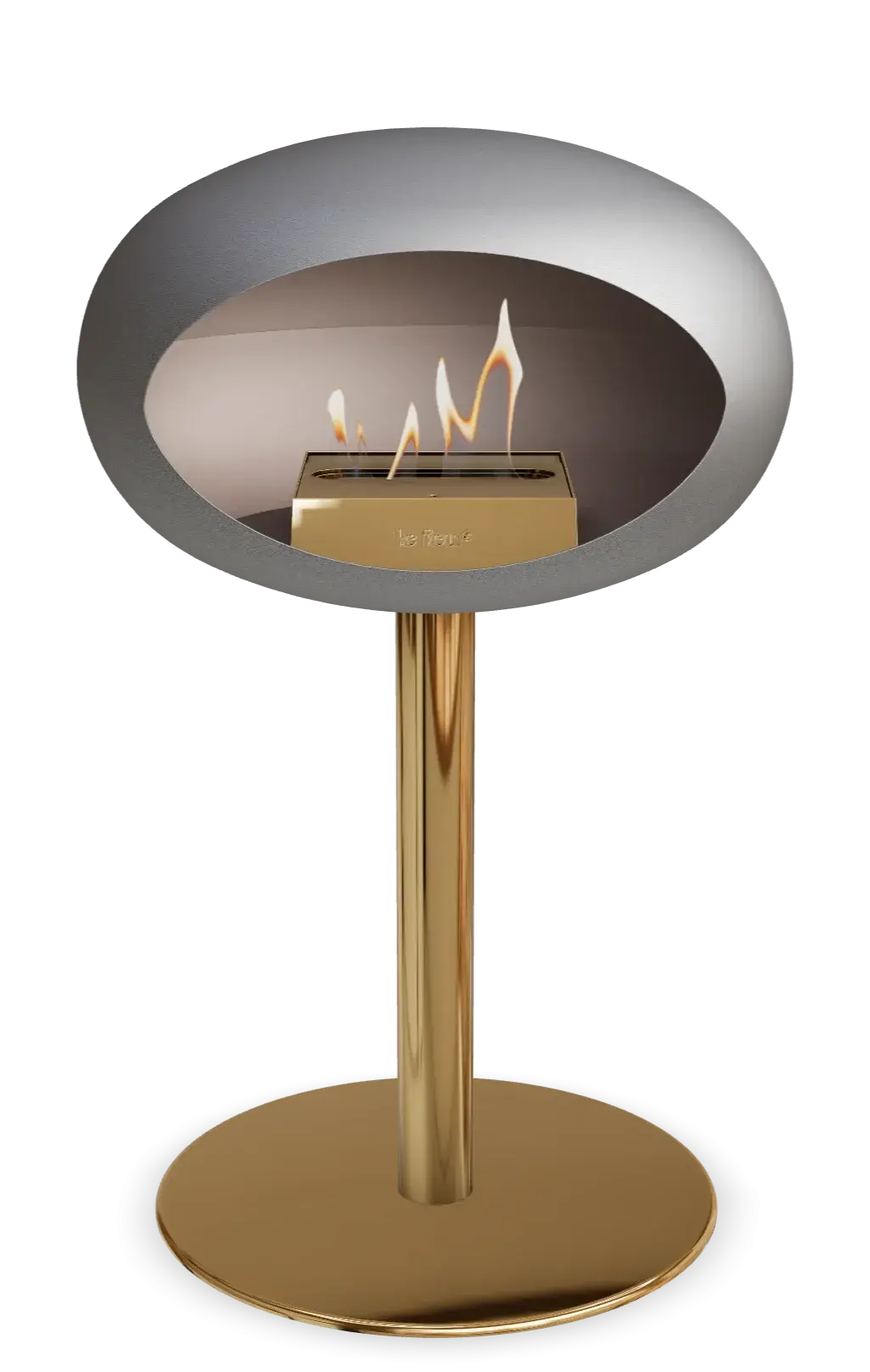 Freestanding Bioethanol Fireplace Le Feu Dome Ground Low Steel - Nickel