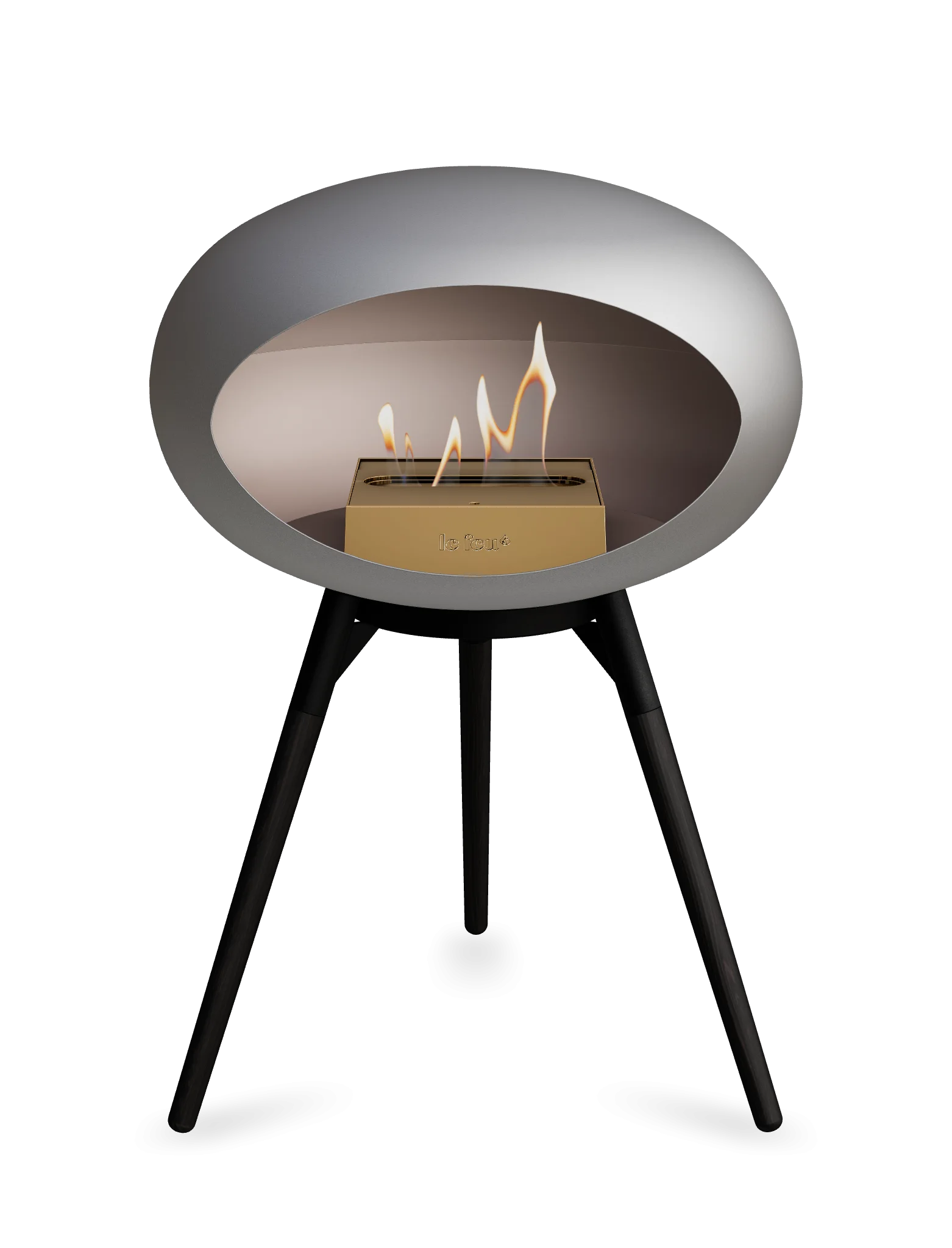 Freestanding Bioethanol Fireplace Le Feu Dome Ground Low - Nickel