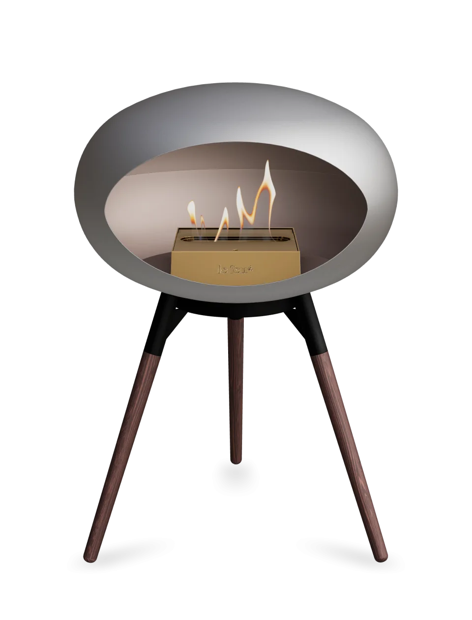 Freestanding Bioethanol Fireplace Le Feu Dome Ground Low - Nickel