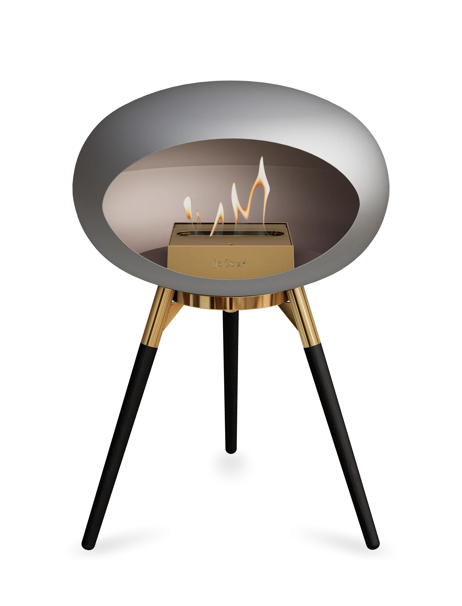Freestanding Bioethanol Fireplace Le Feu Dome Ground Low - Nickel