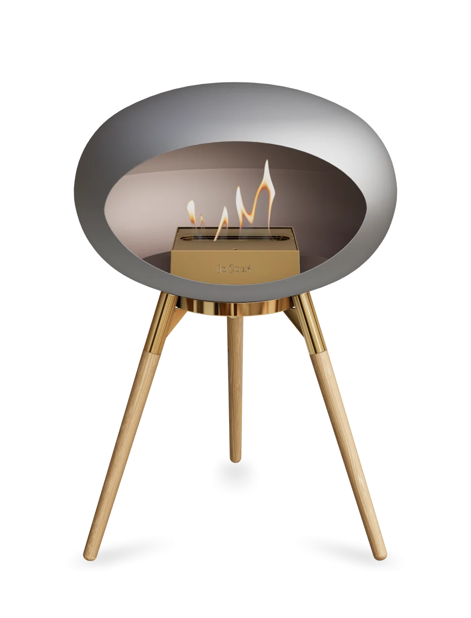 Freestanding Bioethanol Fireplace Le Feu Dome Ground Low - Nickel