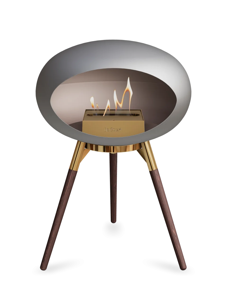 Freestanding Bioethanol Fireplace Le Feu Dome Ground Low - Nickel