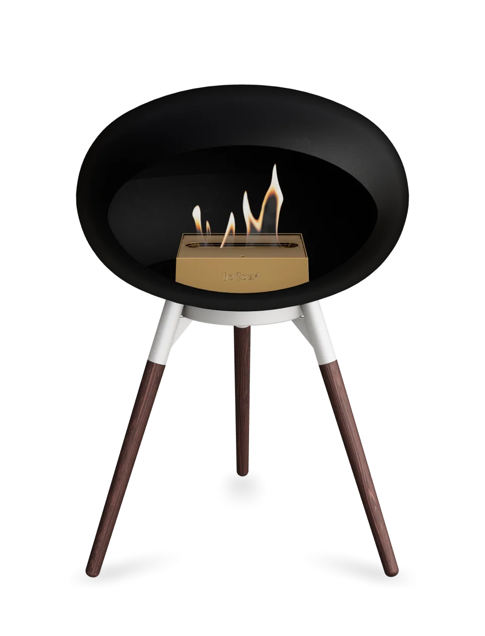 Freestanding bioethanol fireplace Le Feu Dome Ground Low in black, portable design with stylish flames for eco-friendly warmth.