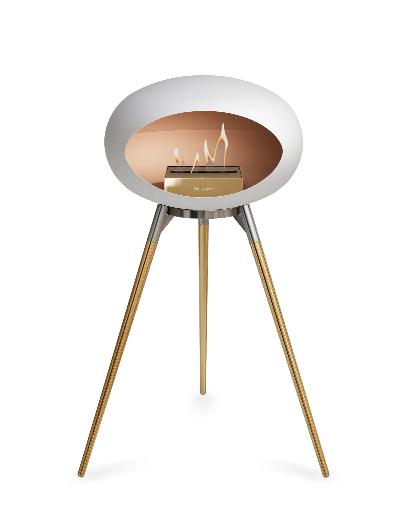 Freestanding Bioethanol Fireplace Le Feu Dome Ground High - White