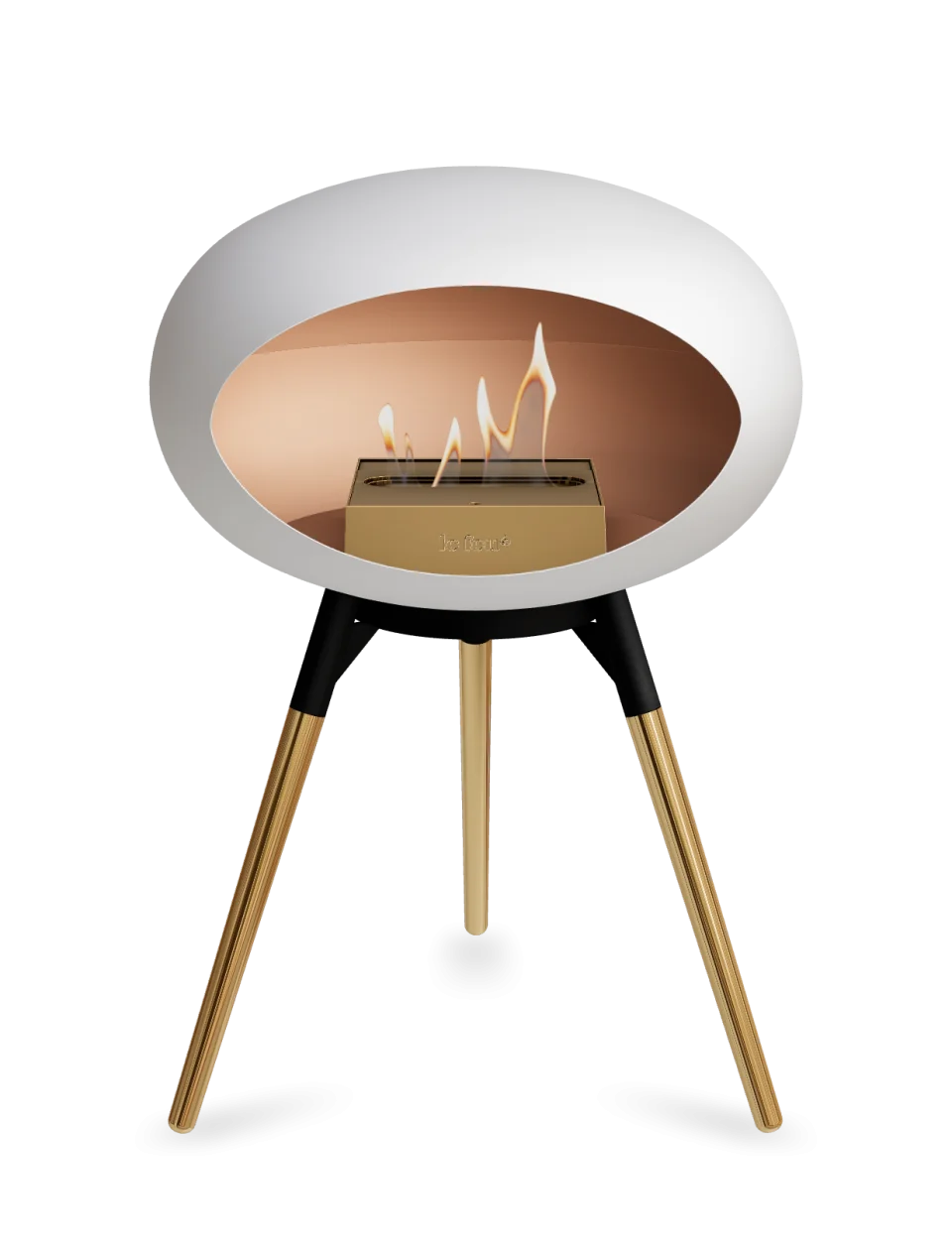 Le Feu Dome Ground Low bioethanol fireplace in white, portable and stylish for any space.