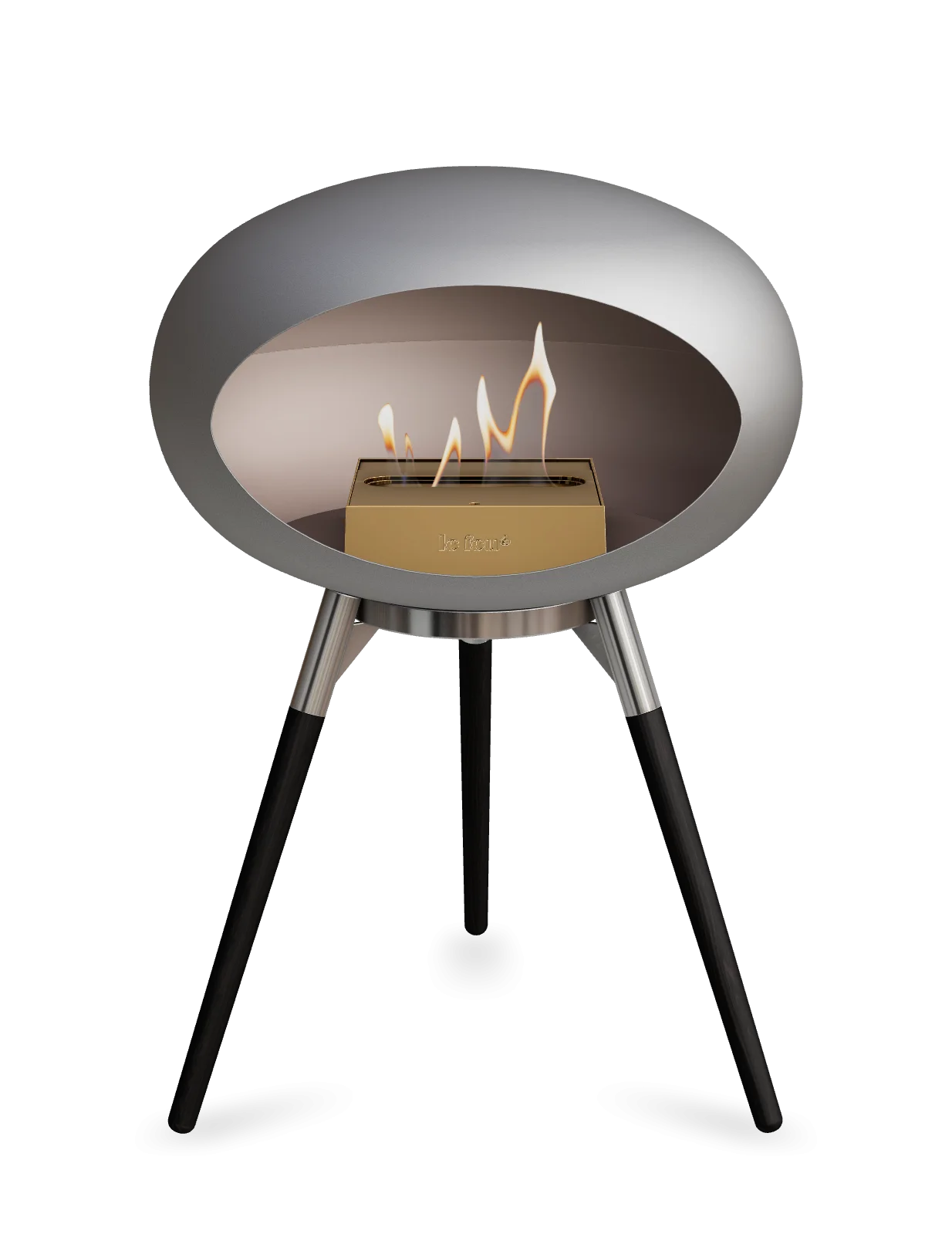 Freestanding Bioethanol Fireplace Le Feu Dome Ground Low - Nickel
