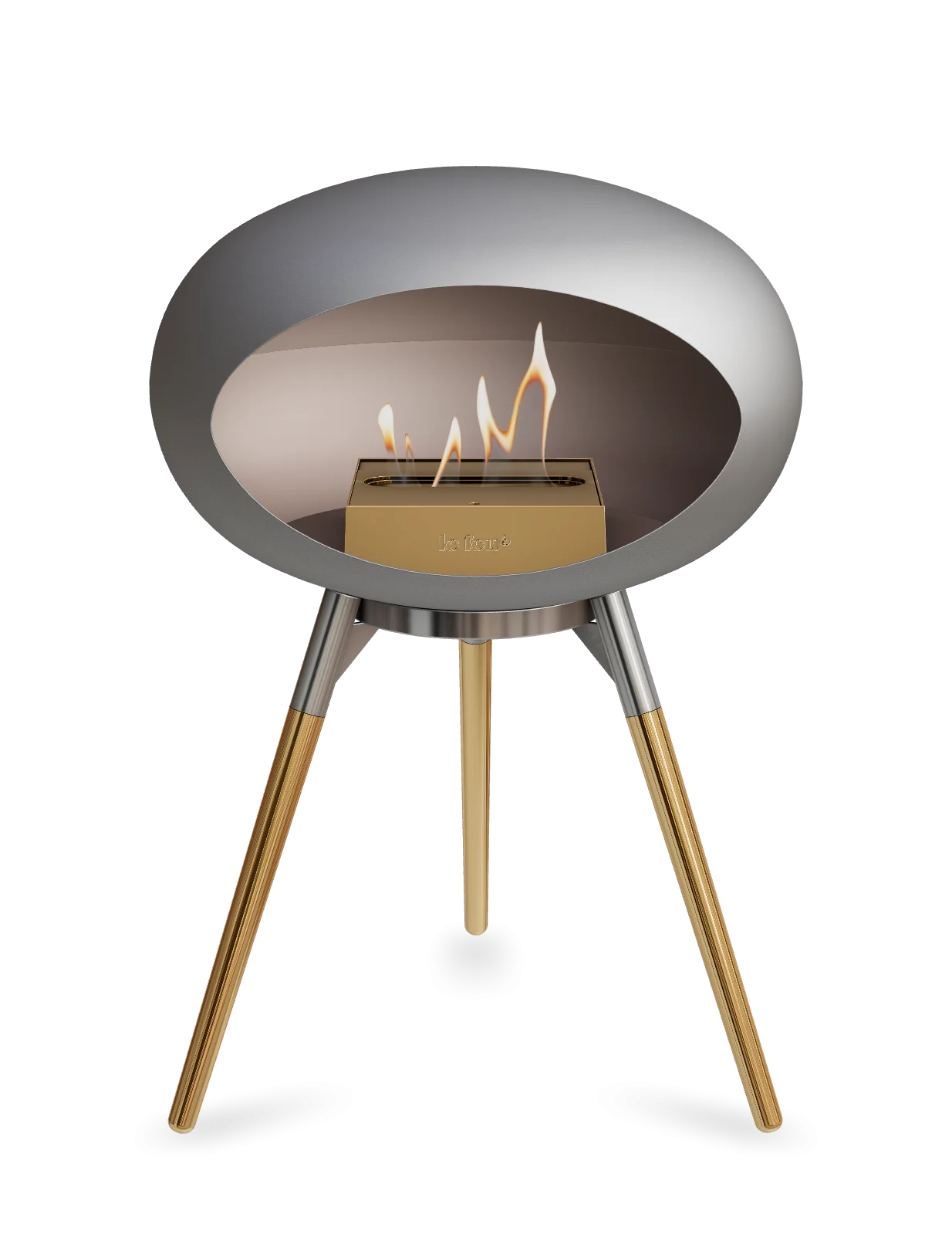 Freestanding Bioethanol Fireplace Le Feu Dome Ground Low - Nickel