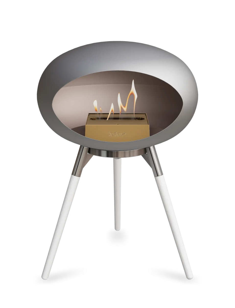 Freestanding Bioethanol Fireplace Le Feu Dome Ground Low - Nickel