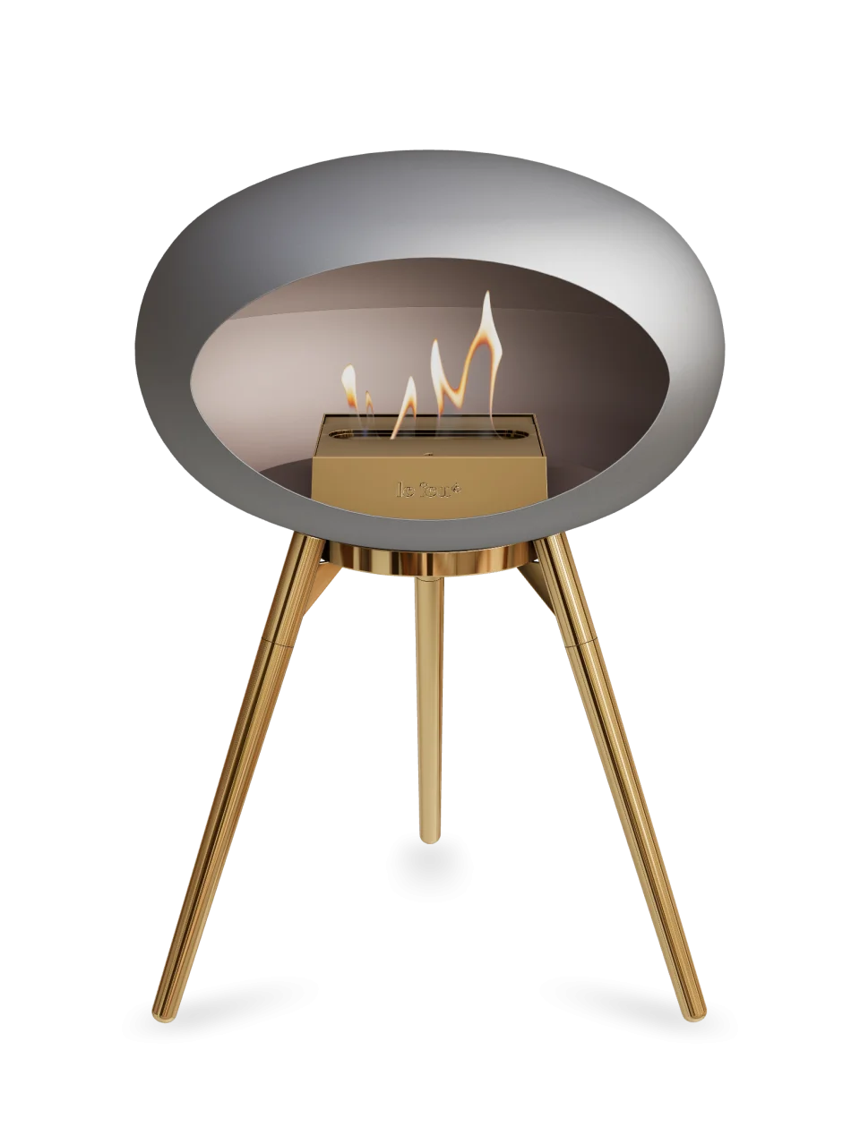 Freestanding Bioethanol Fireplace Le Feu Dome Ground Low - Nickel
