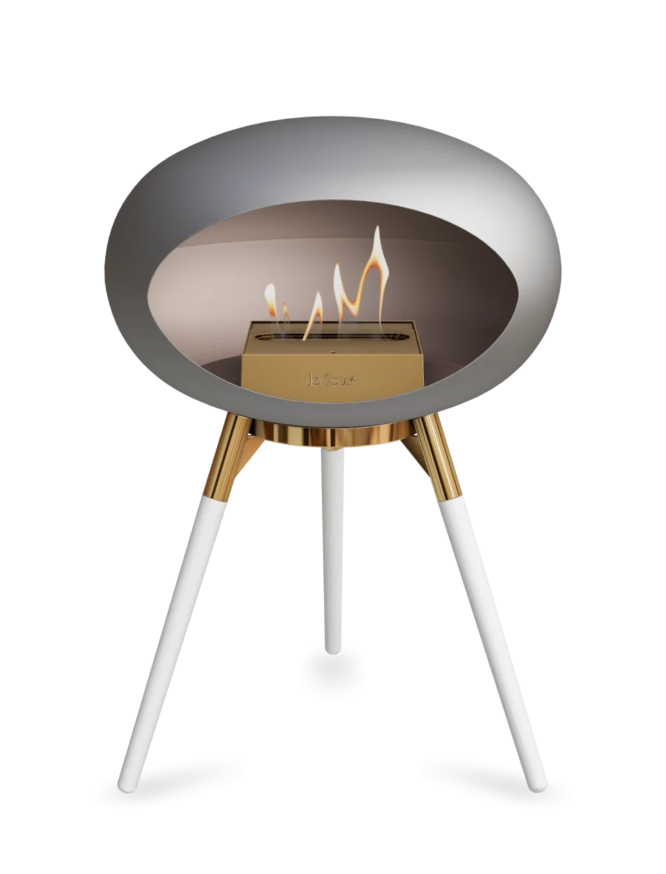 Freestanding Bioethanol Fireplace Le Feu Dome Ground Low - Nickel